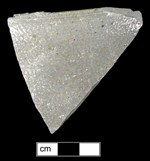 Crock with no visible decoration.  Fragment in cross section.